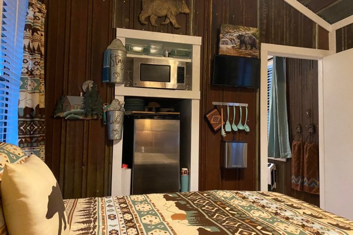 a double bed in a room