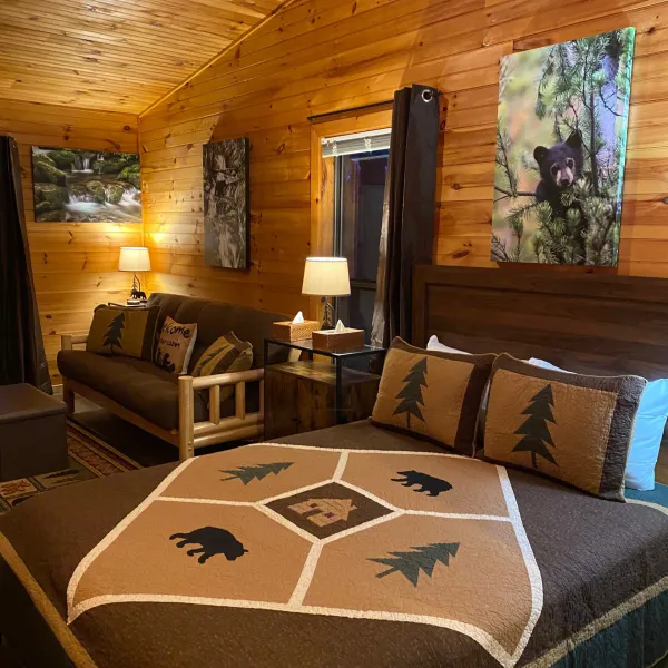 a large bed in a room